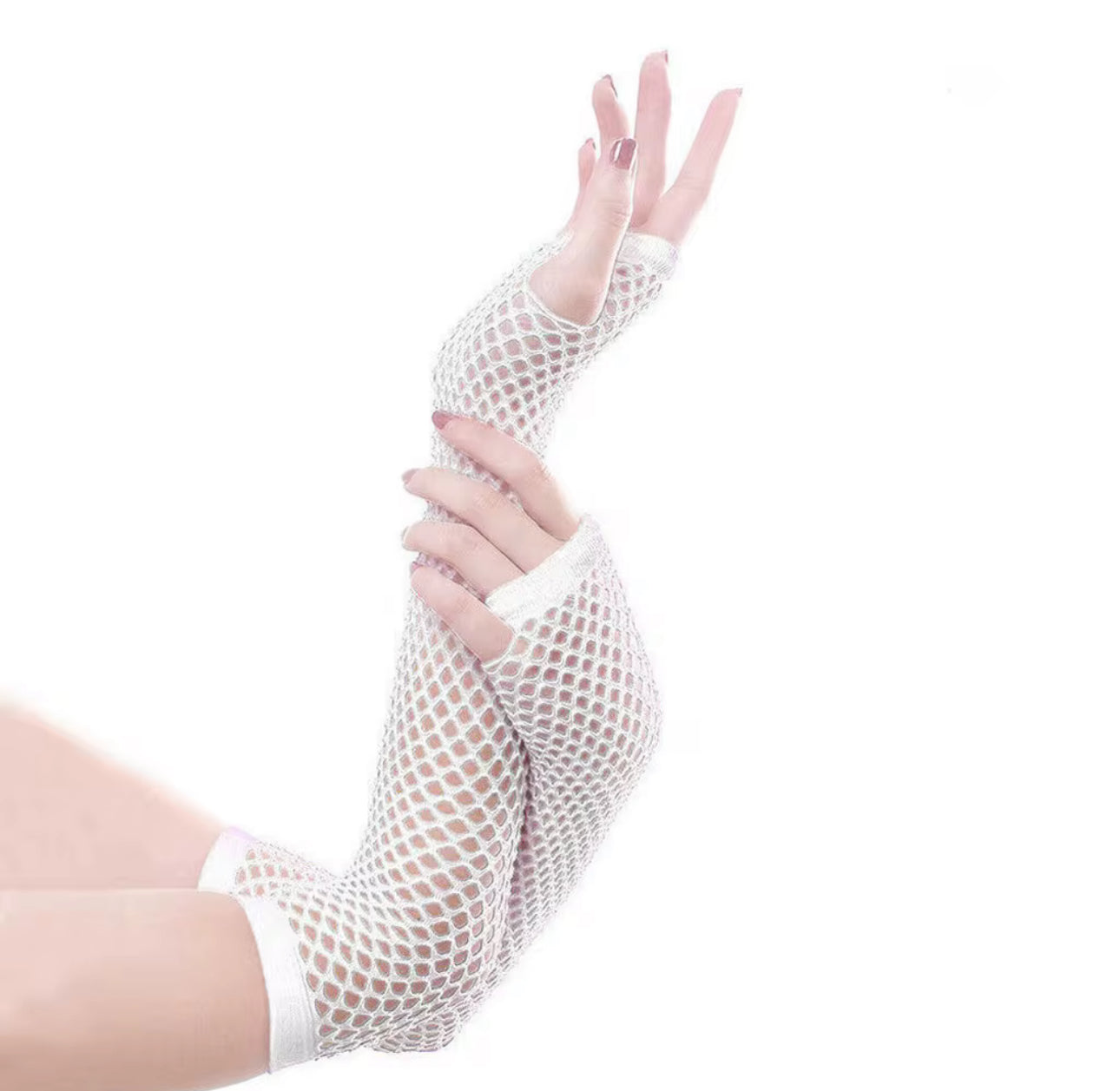 Fingerless gloves white