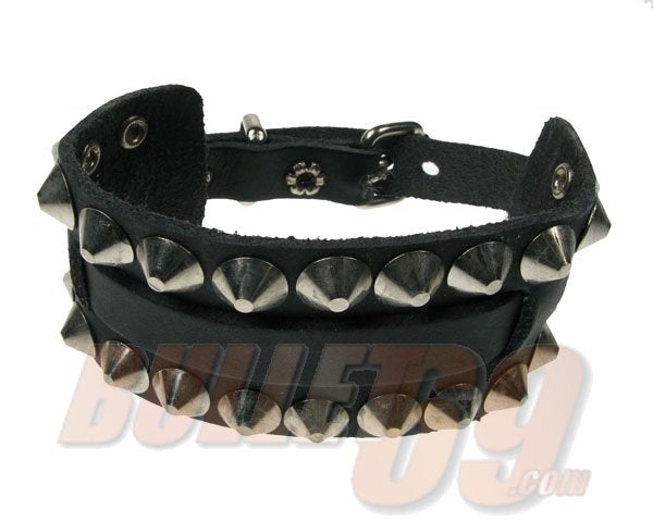 WATCH STRAP 2 ROW CONICAL Leather Wristband
