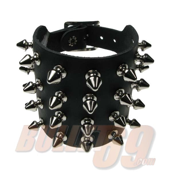 4 Row Spike Leather Wristband