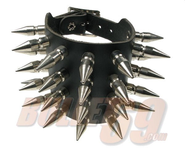4 ROW MEDIUM SPIKE Leather Wristband