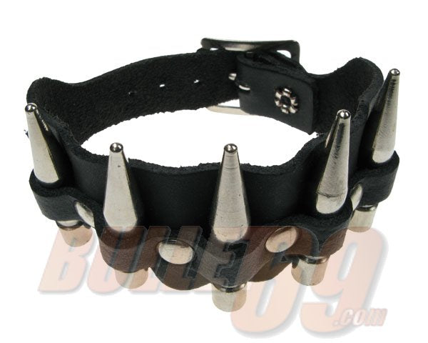2 Row width with Large Spike Leather Wristband