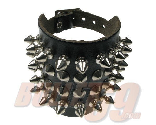 4 ROW WIDTH, SPIKE AND CONICAL Leather Wristband