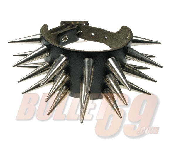 3 ROW MEDIUM CONE Leather Wristband