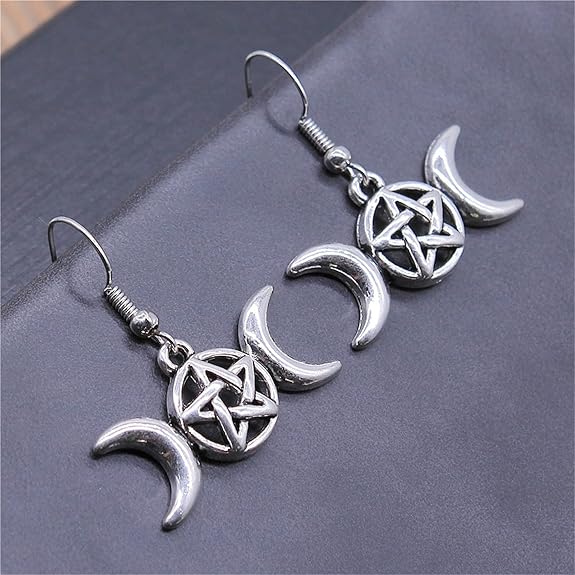 Moon pentagram earrings