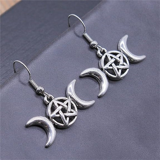 Moon pentagram earrings