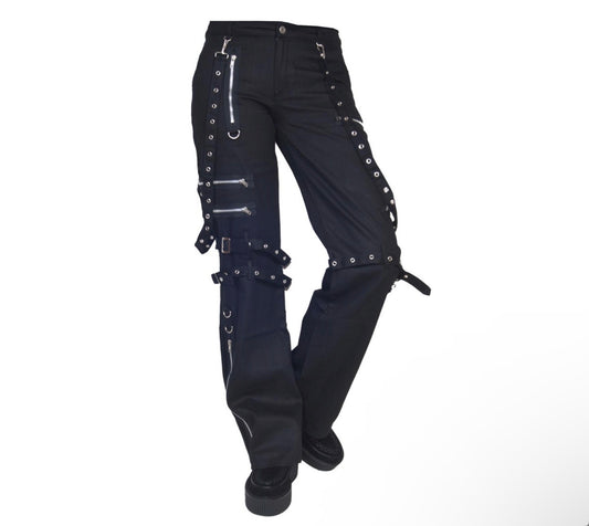 Denim bondage trousers