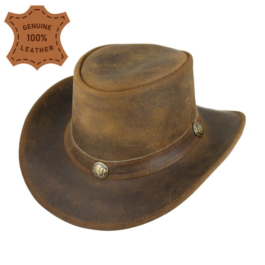 Maz Leather Aussie Cowboy Hat -tam
