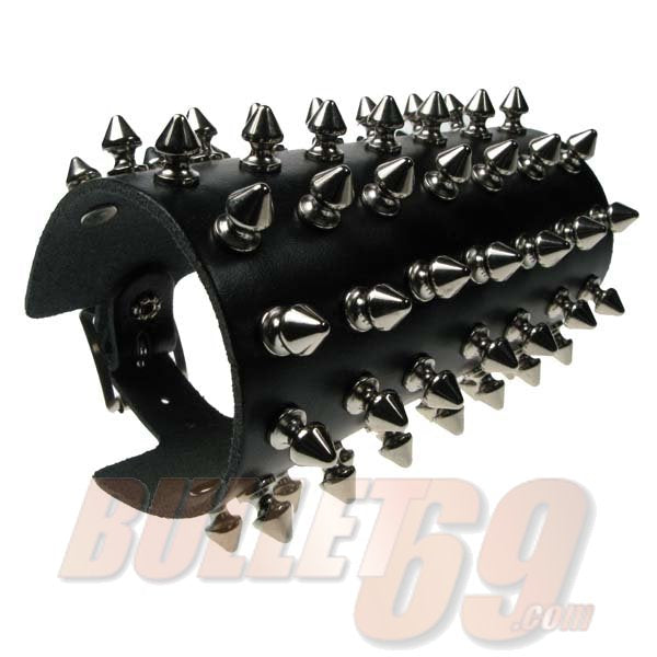 7 Row Spike Leather Wristband