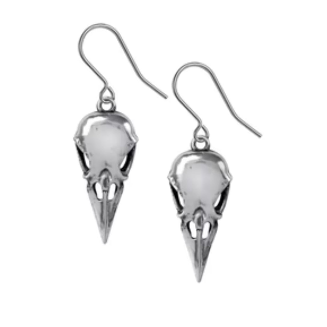 Gothic coeur crane earrings