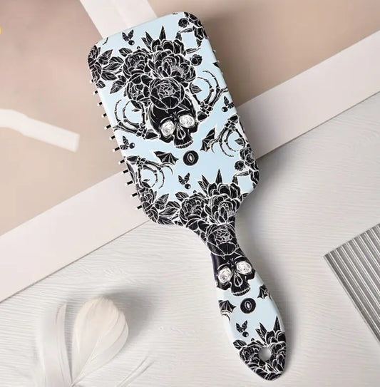 Hair brush skull&floral