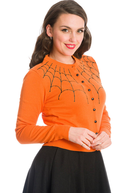 Under her web spell cardigan-orange